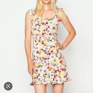 BCBGeneration Amelie Yellow Floral Mini Dress, Sz 0